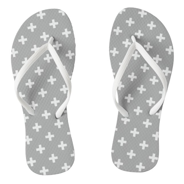 Chanclas Cruces de polka blanca en gris (Plantilla)