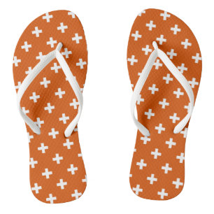 Chanclas Cruces de polka blanca sobre naranja quemado