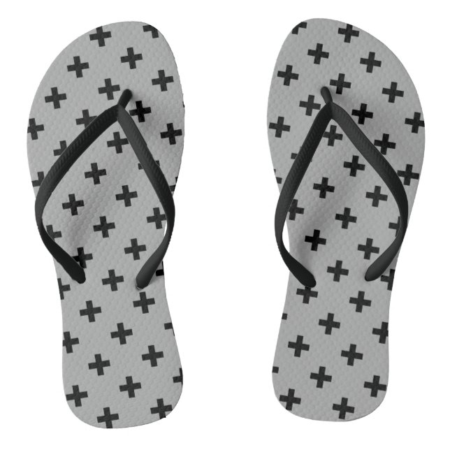 Chanclas Cruces de polka negra en gris (Plantilla)