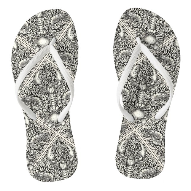Chanclas Crustáceo en blanco y negro (Plantilla)
