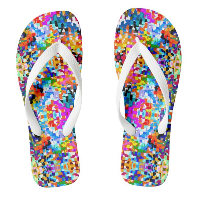 Chanclas Cuadrados abstractos coloridos lindos (Plantilla)