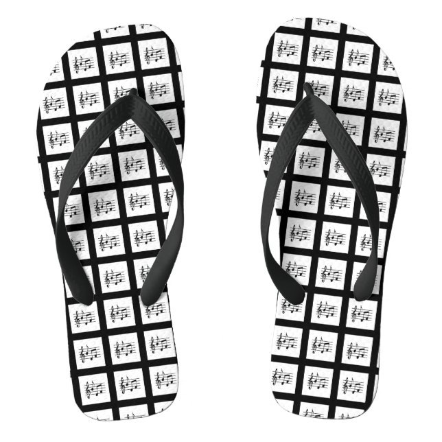 Chanclas Cuadrados musicales con marco negro (Plantilla)
