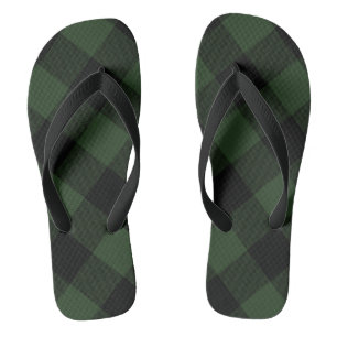 Chanclas Cuadro de Búfalo Rústico Verde Celta Negro