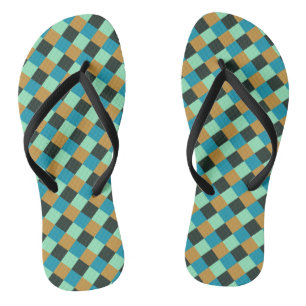 Chanclas Cuadros de Carbón Ocre Verde Azul