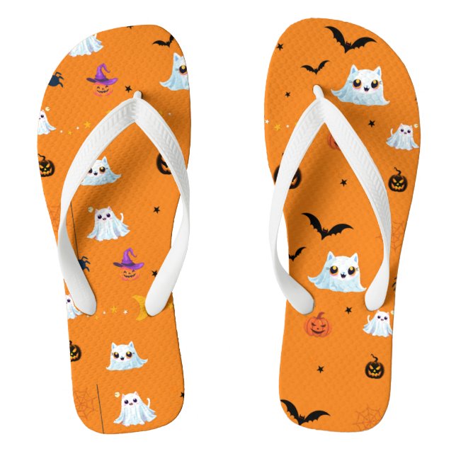 Chanclas Cuadros Gato Fantasma Halloween calabaza fiestas r (Plantilla)