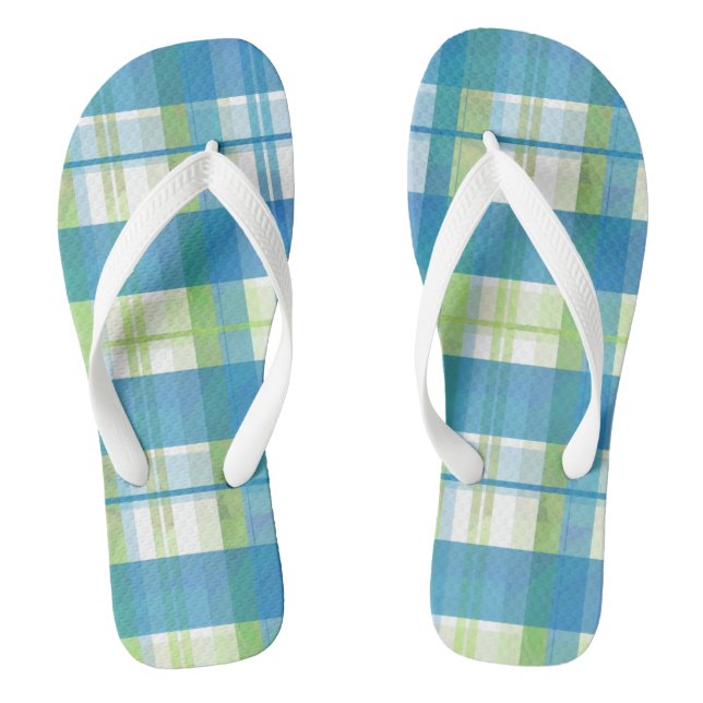 Chanclas Cuadros Madras Verde y Azul (Plantilla)