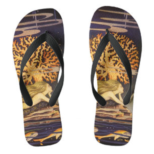 Chanclas Cuento de Hadas Vintage, Sirena en Coral Oceánico