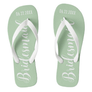 Chanclas Cuidad de la dama de honor Sage Green