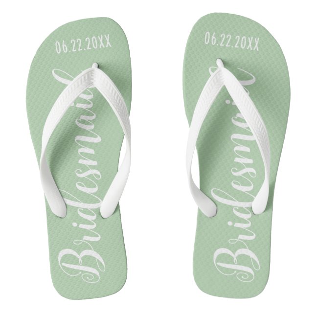 Chanclas Cuidad de la dama de honor Sage Green (Plantilla)