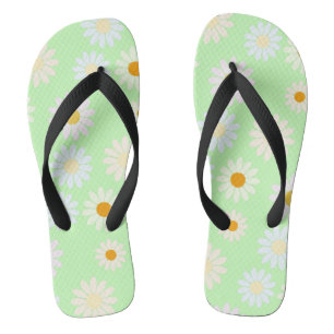Chanclas Cuidada acuarela colorido Daisy Pattern Green