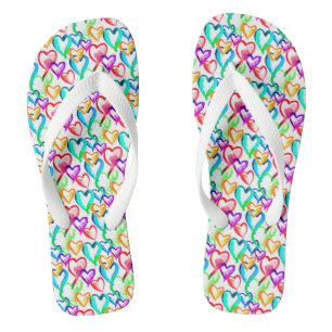 Chanclas Cuidada colorida coloración de los corazones patró