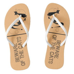 Chanclas Cuidado con los gatos, elegante gato negro