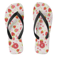 Cuidado Summer Pink Strawberry Pattern Flip Flops