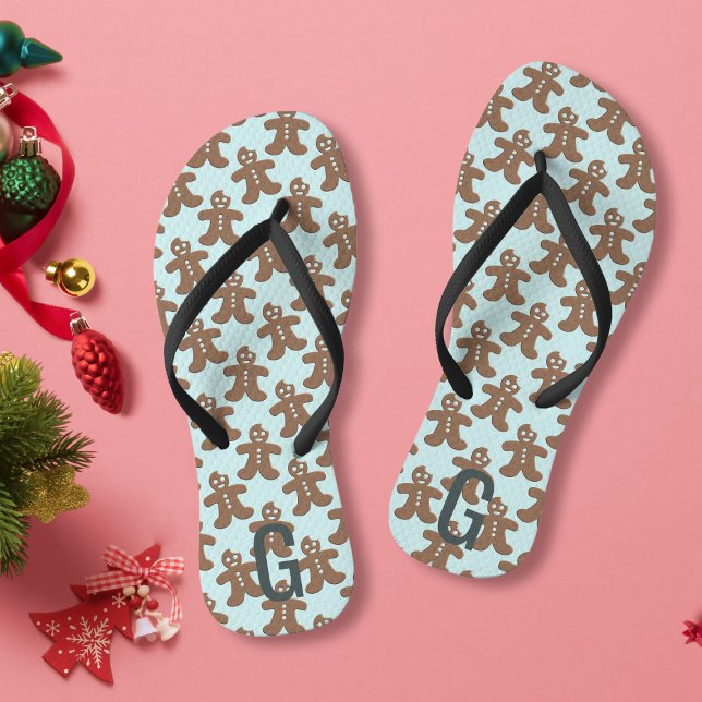 Chanclas Cuidados Navidades Gingerbread Men Patrón Azul (Subido por el creador)
