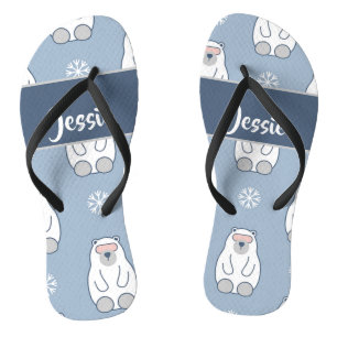 Chanclas Custom name polar bears on blue