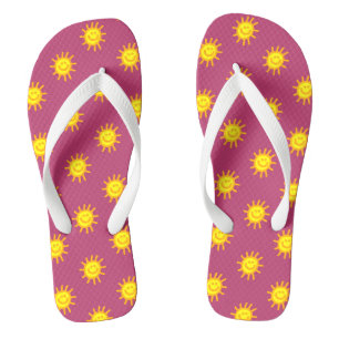 Chanclas Cute Beach Vacaciones Happy Face Sun Pink Yellow