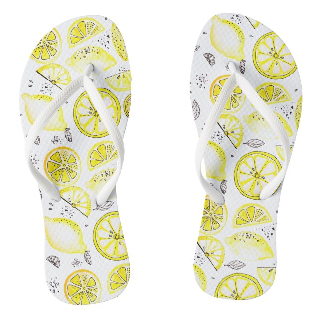 Chanclas Cute Fresco Verano Citrus Lemon Doodle Amarillo Gr (Plantilla)