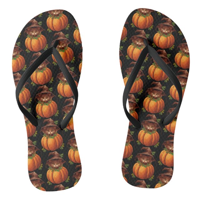 CHANCLAS CUTE FUNNY CAT PUMPKIN (Plantilla)