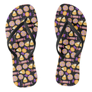 Chanclas Cute Halloween Corn Candy Sweets Lollipop Negro