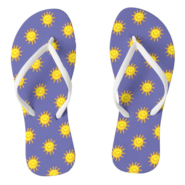 Chanclas Cute Happy Face Sun Beach Periwinkle Blue Trendy (Plantilla)