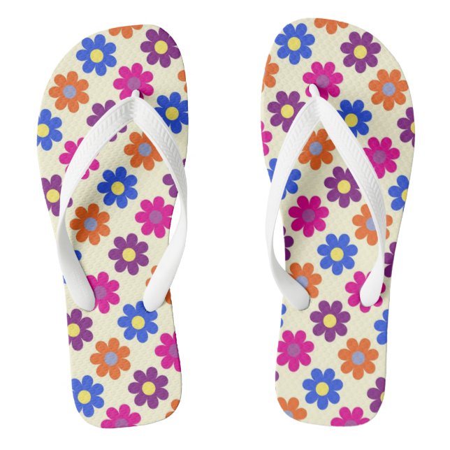 Chanclas Cute Retro Penny Flower Pattern (Plantilla)