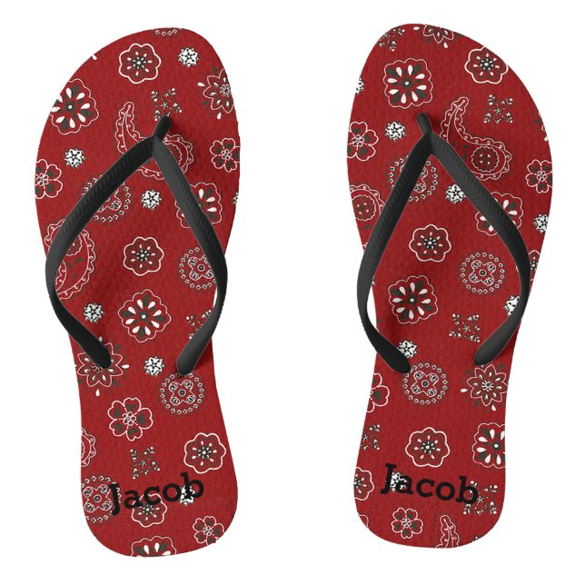 Chanclas Cute Western Red Bandana Flip Flops (Plantilla)