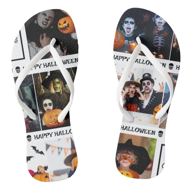 Chanclas Da miedo agregar tu foto monograma Feliz Halloween (Plantilla)