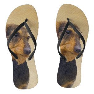 Chanclas Dachshund (Caballo alambrado) Pintura original de
