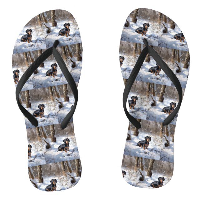 Chanclas Dachshund Deja que nieve Navidad (Plantilla)