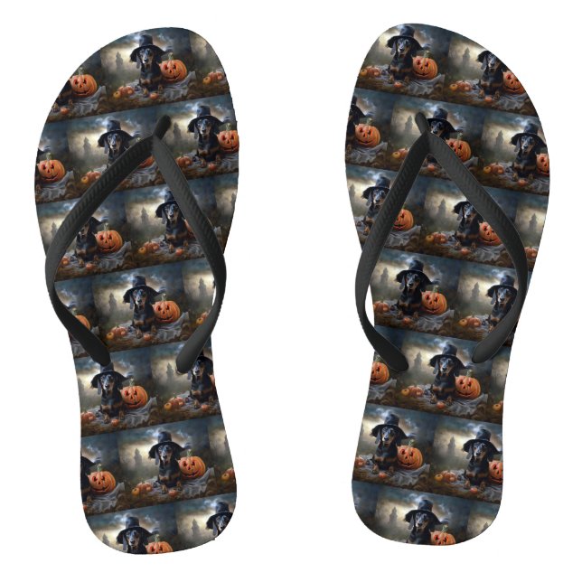 Chanclas Dachshund Halloween Scary (Plantilla)