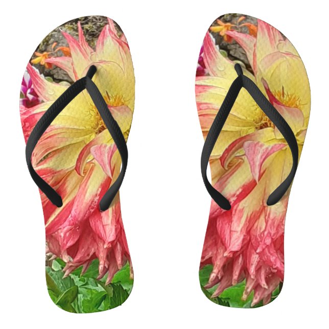 Chanclas Dahlia rosa y amarillo (Plantilla)