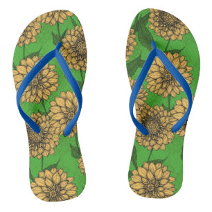 Chanclas Dahlias en amarillo y verde