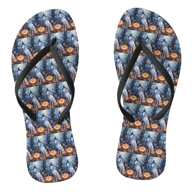 Chanclas Dalmación de Halloween con calabazas aterradoras (Plantilla)
