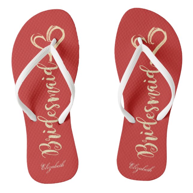 Chanclas Dama de honor brillo dorado, Corazón, Rojo -Person (Plantilla)