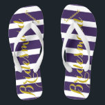 Chanclas Dama de Honor Personalizada Morado Amarillo Cualqu<br><div class="desc">Ricas Bodas de Oro y Crepúsculo Morado Fiesta de Bodas Chanclas Novia,  Dama de Honor.  Incluso para los chicos,  Novio,  Padrino y Padrinos Chanclas.</div>