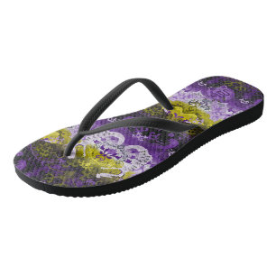 Chanclas Damasco de dragón no binario - Bandera del Orgullo