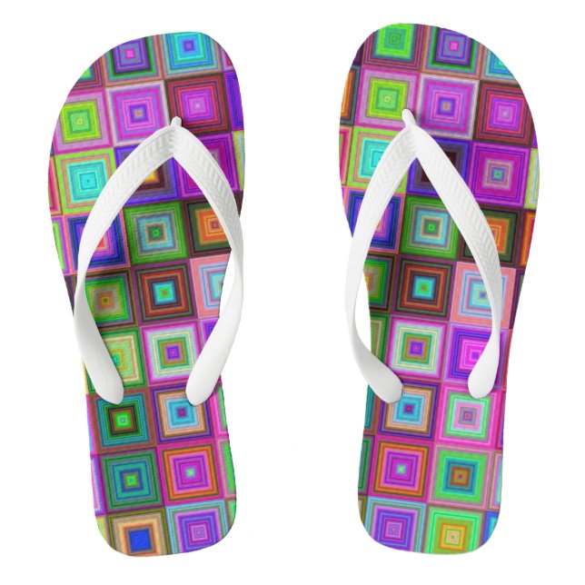 chanclas de adulto de cuadrados de arcoíris (Plantilla)