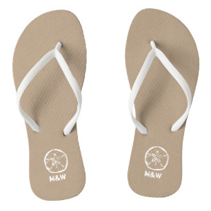 Chanclas de boda de playa con dólar de arena monog