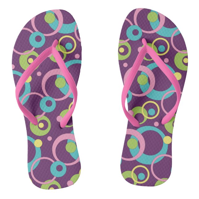 Chanclas de Círculos Morados Funky (Plantilla)
