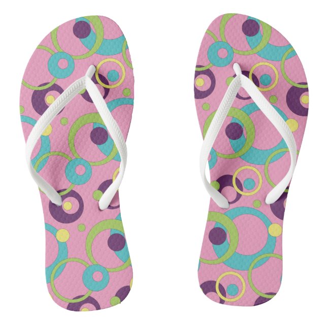 Chanclas de Círculos Rosados Funky (Plantilla)