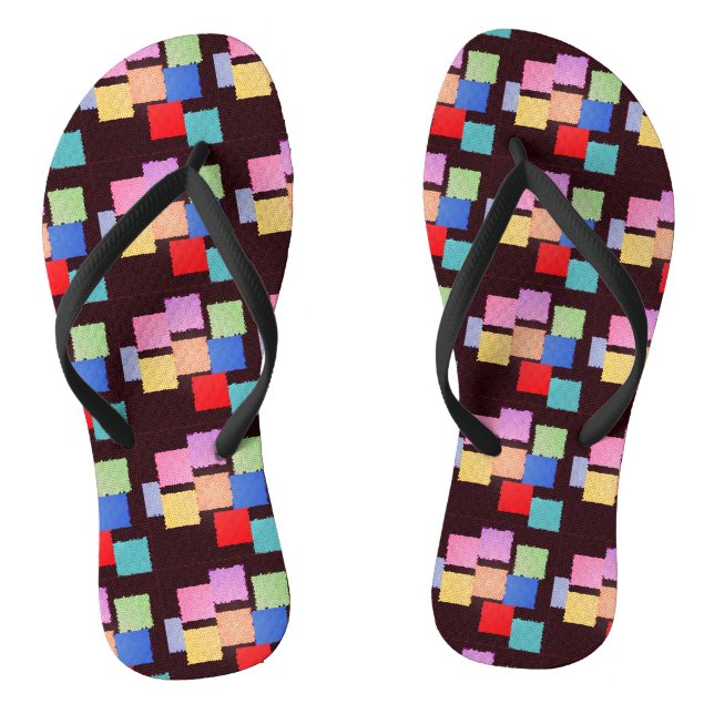 Chanclas de Cuadrados Coloridos (Plantilla)