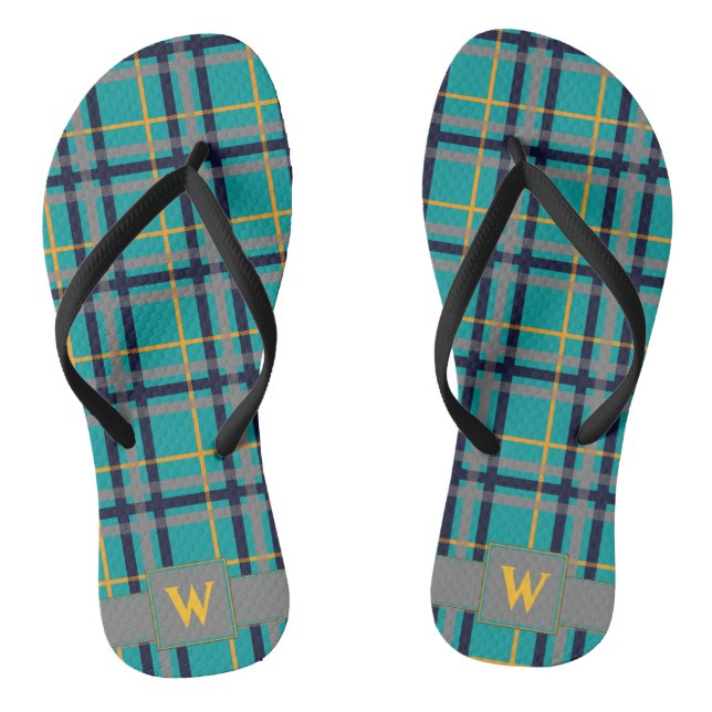Chanclas de Cuadros Azules y Naranjas (Plantilla)