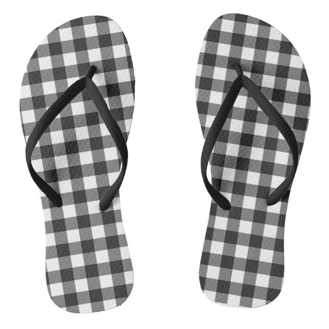 Chanclas de cuadros de búfalo blancas y negras (Plantilla)