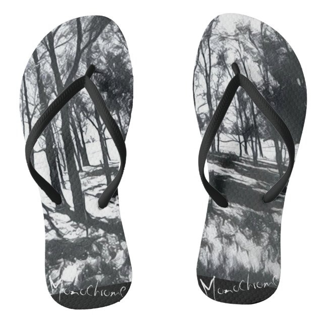 Chanclas de dibujo de paisaje monocromo (Plantilla)