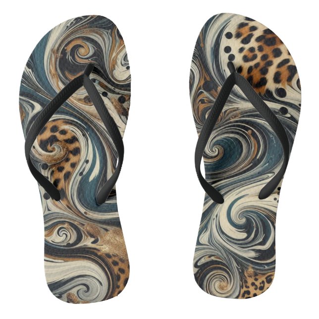 Chanclas de estampado animal y remolino (Plantilla)