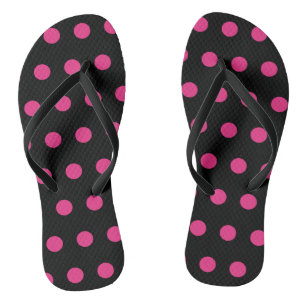 Chanclas de lunares (Negro y rosa neón)