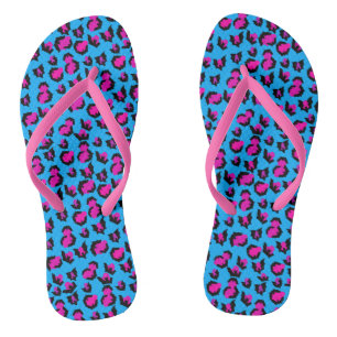 Chanclas de murciélagos estampado de leopardo azul
