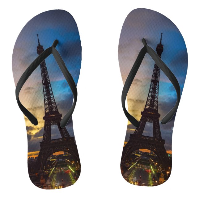 Chanclas De noche a día sobre la torre Eiffel de Trocadero (Plantilla)