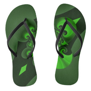 Chanclas de onda en espiral verde oscuro y lima