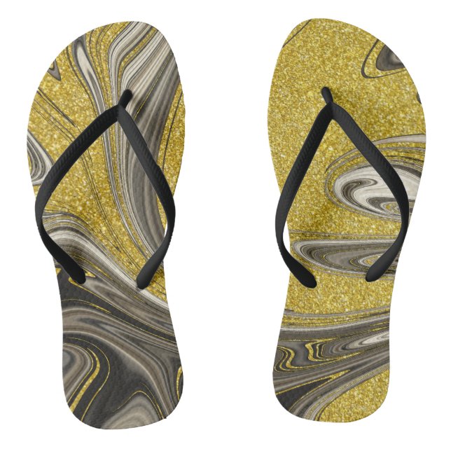 Chanclas de oro negro marmoleado (Plantilla)